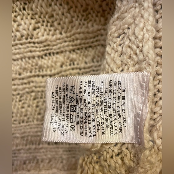 Anthropologie Knitted & Knotted Lace Knitted Cream Sweater Vest/Open Cardigan - Picture 7 of 7